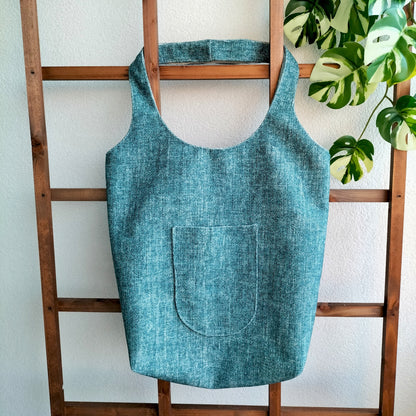 Handmade Tote Bag Boho Mermaid Blue Upcycled