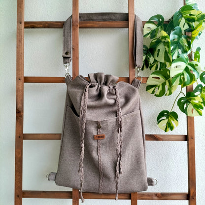 UPCYCLED Handmade Drawstring Backpack – Minimalist & Eco-Friendly Bag