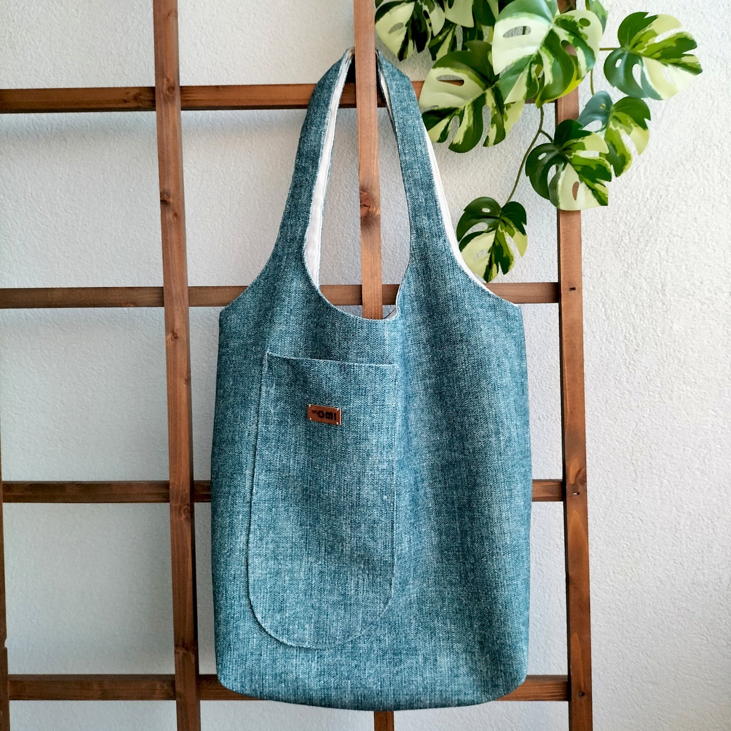 Handmade Tote Bag Boho Mermaid Blue Upcycled