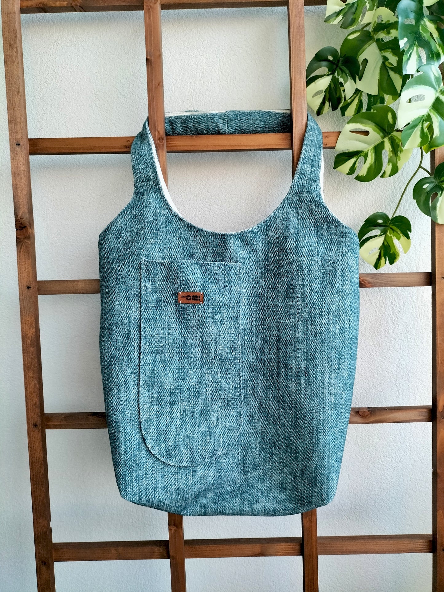 Handmade Tote Bag Boho Mermaid Blue Upcycled