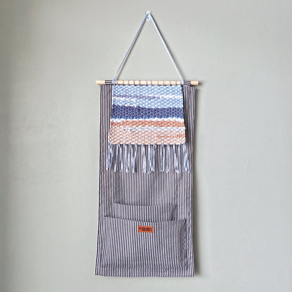 KÄTKÖ Seashore Handwoven Wall Pocket – Nordic Textile Wall Hanging with Storage