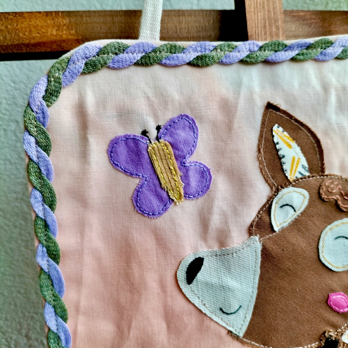 UPCYCLED Fabric Wall Decoration - Deer with Butterfly