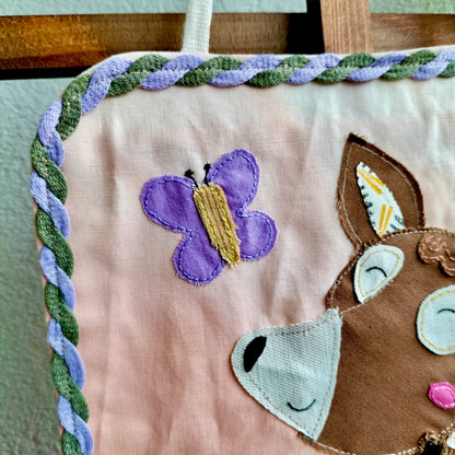 UPCYCLED Fabric Wall Decoration - Deer with Butterfly