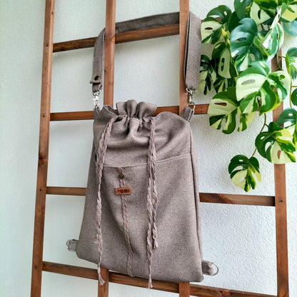 UPCYCLED Handmade Drawstring Backpack – Minimalist & Eco-Friendly Bag