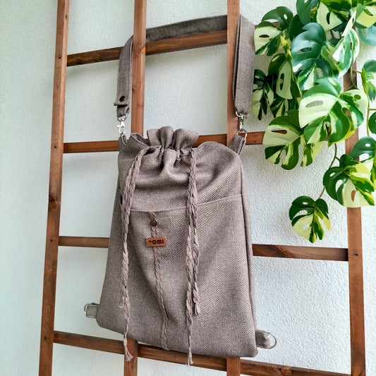 UPCYCLED Handmade Drawstring Backpack – Minimalist & Eco-Friendly Bag