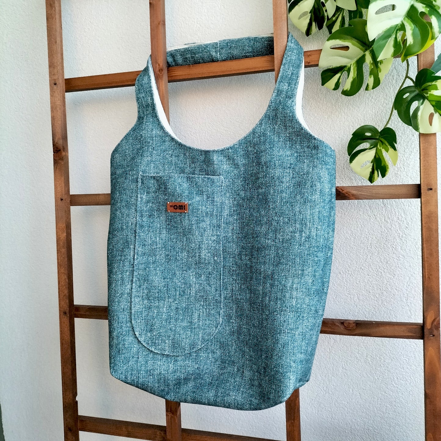 Handmade Tote Bag Boho Mermaid Blue Upcycled