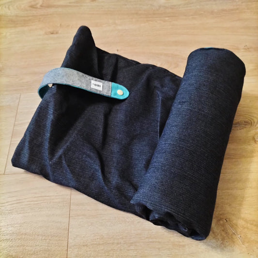 Dog Travel Mat Black & Mint Blue M/L
