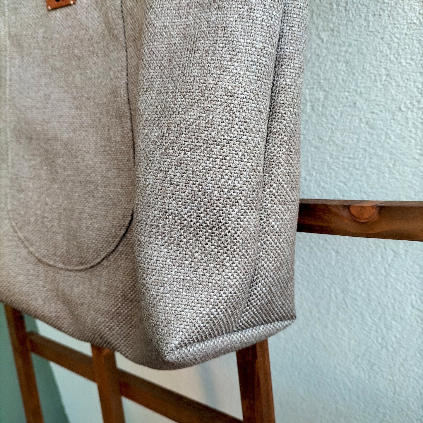 Handmade Tote Bag Boho Gray Brown Blue Floral Upcycled