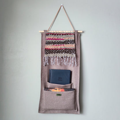 KÄTKÖ Peatbog Handwoven Wall Pocket – Nordic Textile Wall Hanging with Storage