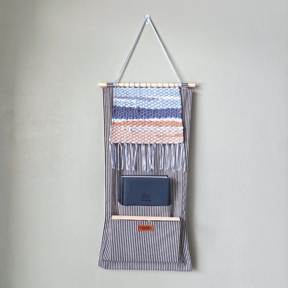KÄTKÖ Seashore Handwoven Wall Pocket – Nordic Textile Wall Hanging with Storage