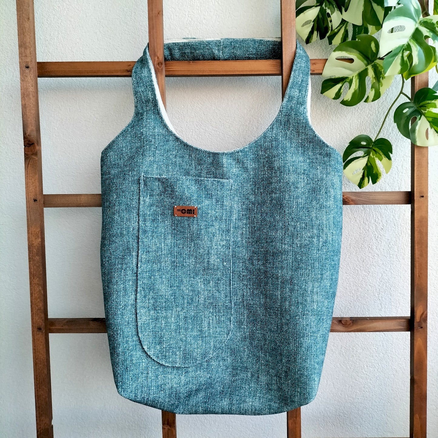 Handmade Tote Bag Boho Mermaid Blue Upcycled