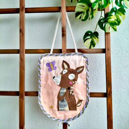 UPCYCLED Fabric Wall Decoration - Deer with Butterfly